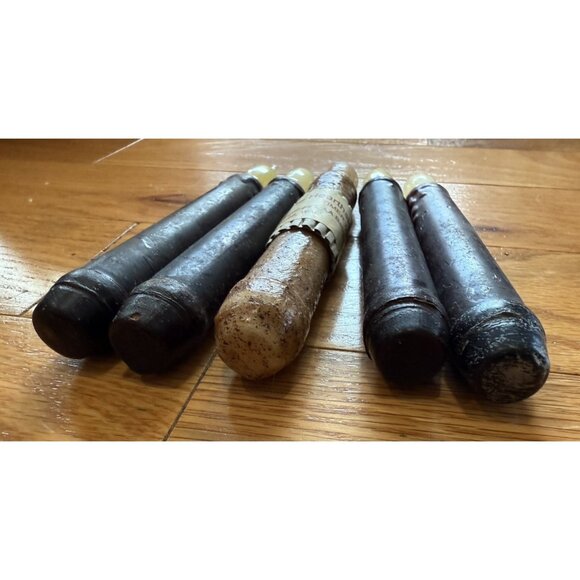 Set of 5 LED Taper Flicker Candles Beige/Dark Brown AA Batteries 6” - Picture 6 of 8